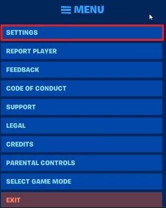 approach settings from menu